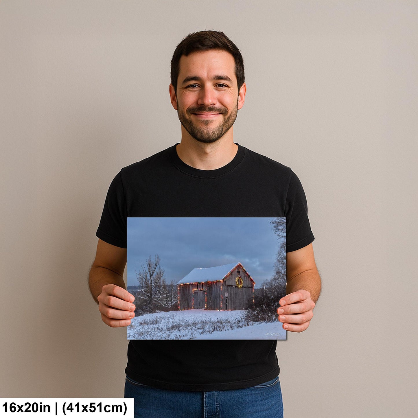 Snowy Barn, Hudson Valley Winter Landscape Photo | Glossy Paper, Canvas, Metal - Sizes 8x10–16x20