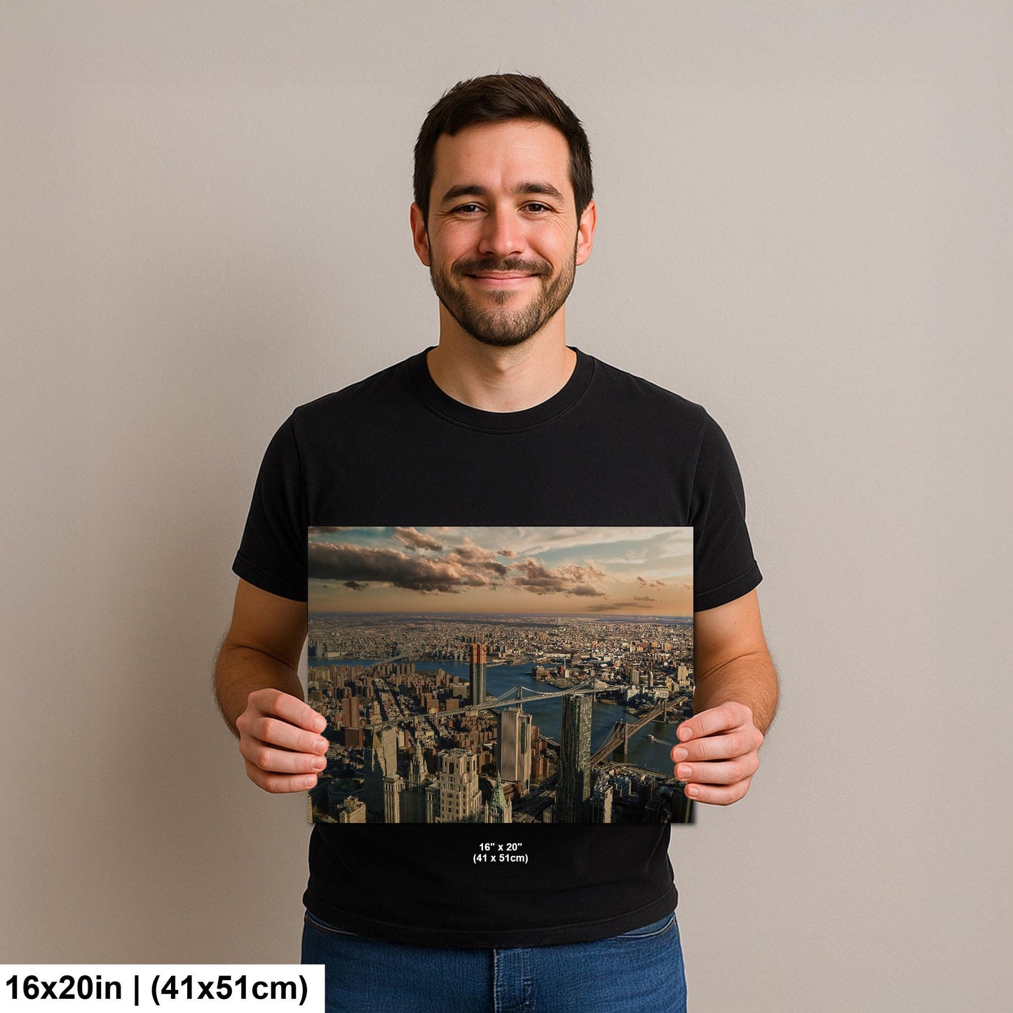 Manhattan Brooklyn Bridges Urban Cityscape Photo | NYC Skyline View Wall Decor