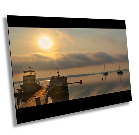 Hudson River Sunrise Print – Foggy Marina Art | New Baltimore Wall Decor