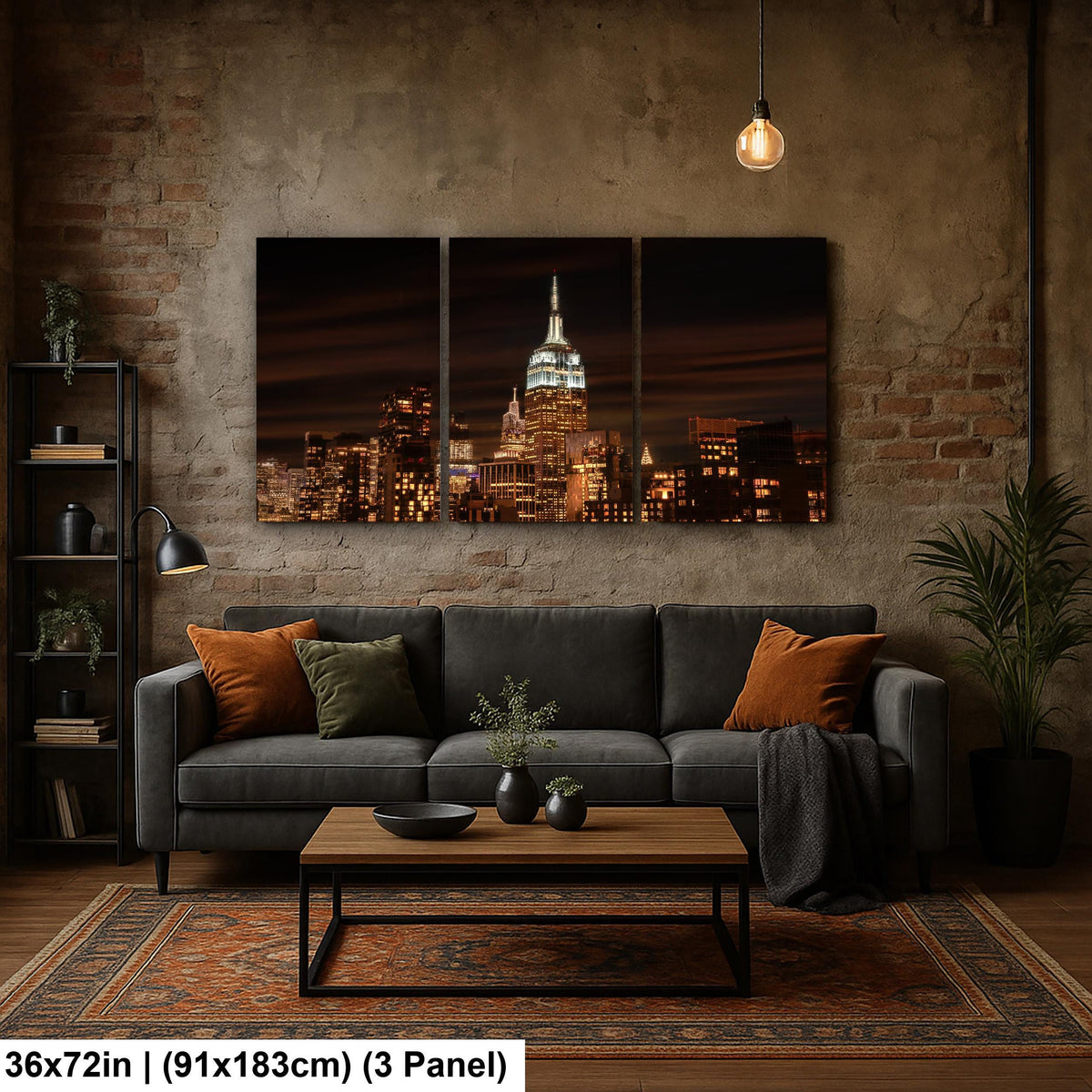 Manhattan Night Scene, Moody Night Skyline Photo Print, Glossy Paper