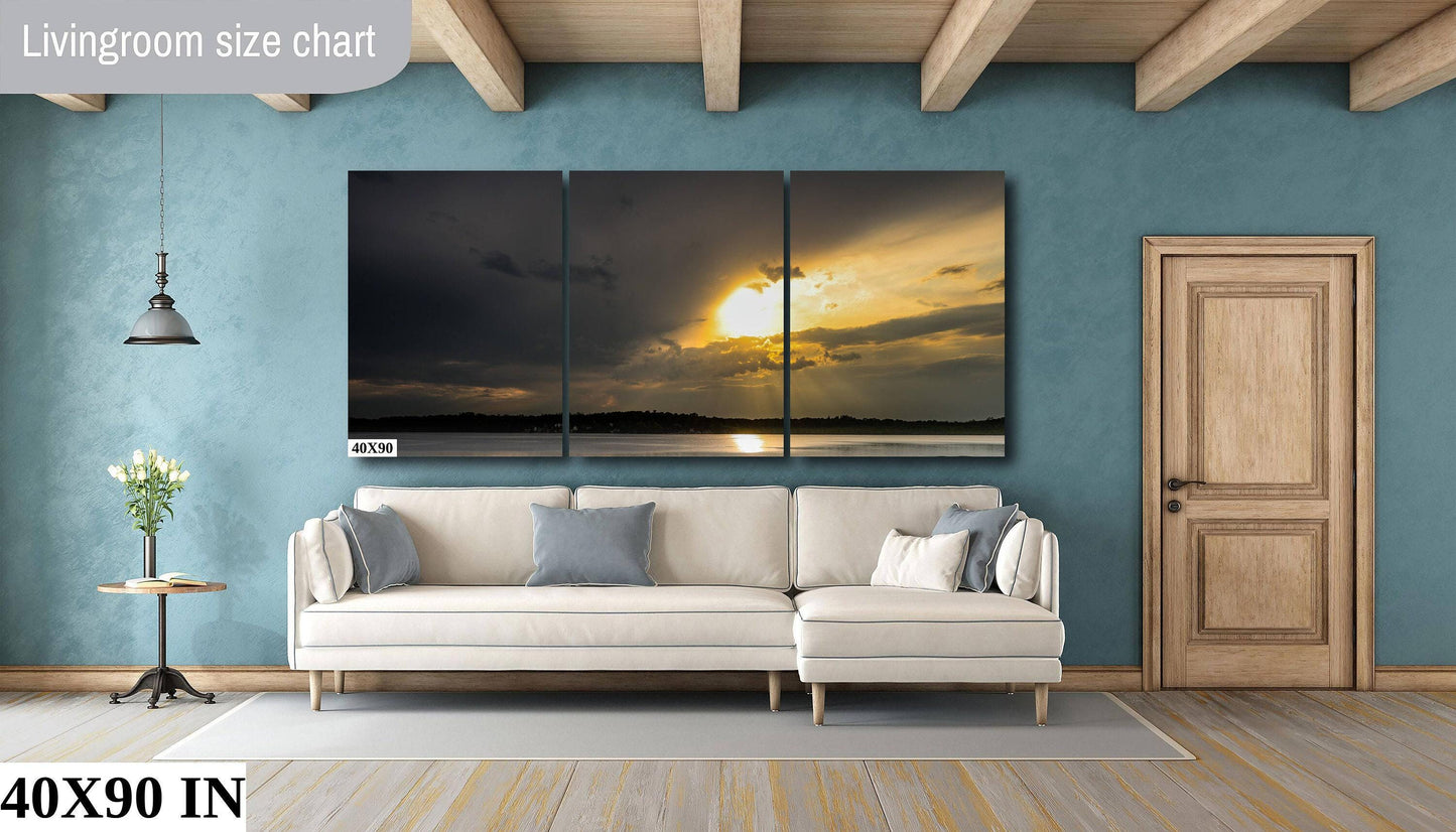 Orange Lake Sunset Print - Panoramic Lake Photography | Newburgh Wall Art Canvas
