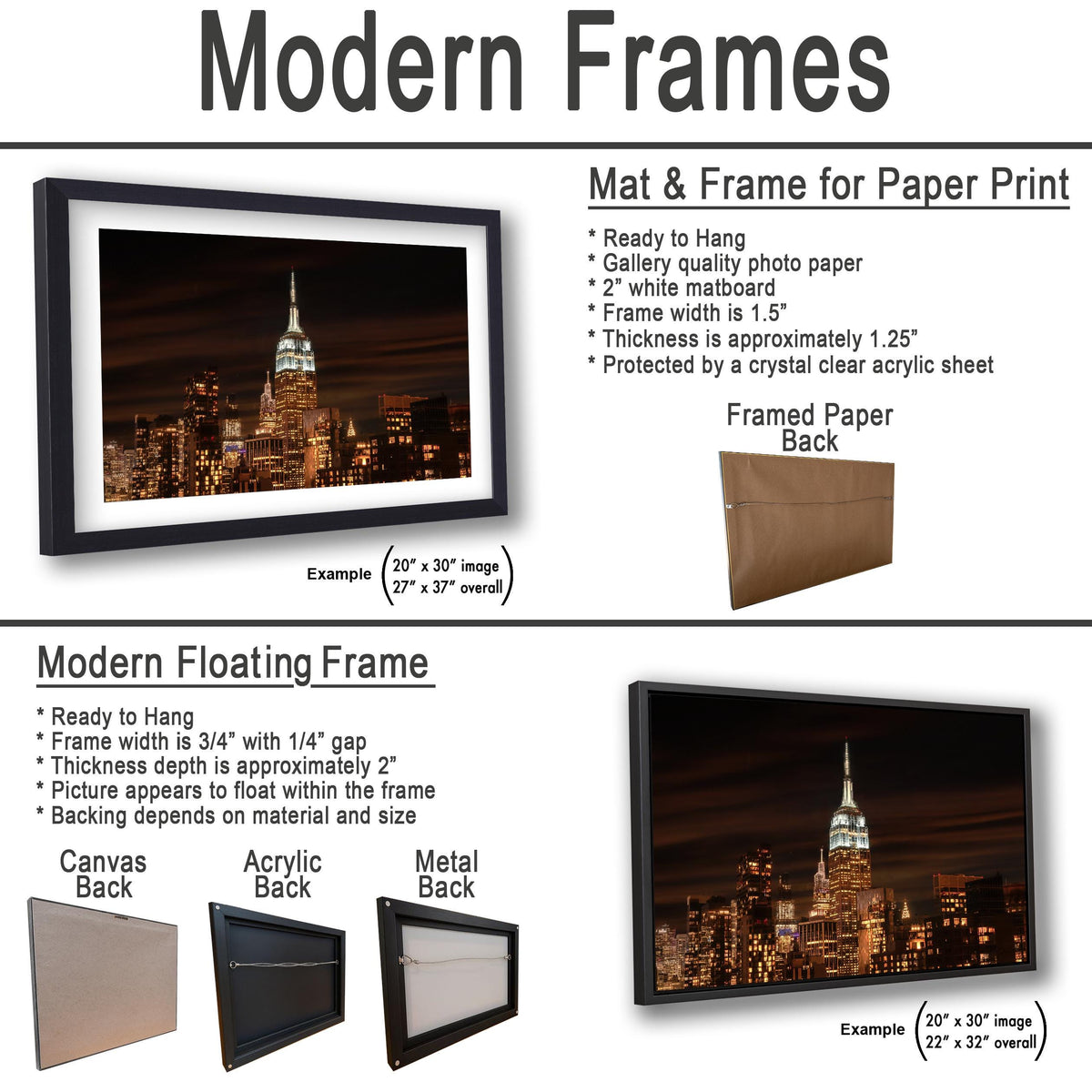 Manhattan Night Scene, Moody Night Skyline Photo Print, Glossy Paper