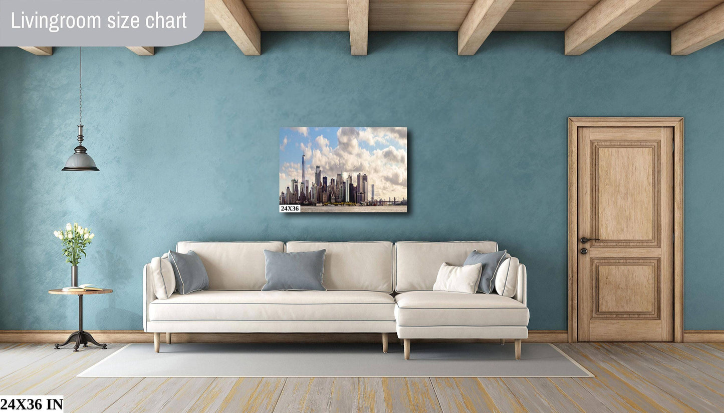 Manhattan Skyline Photo – Downtown Manhattan Urban Landscape Print With East River Bridges