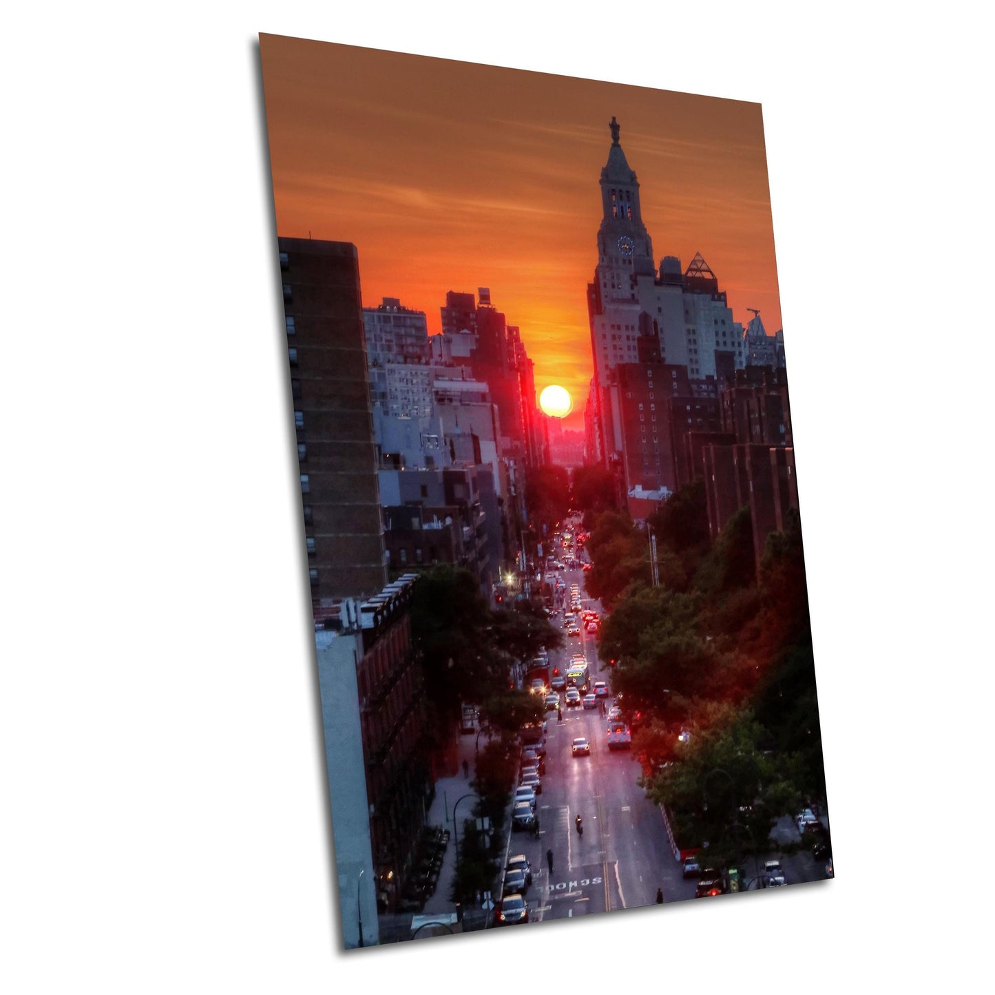 Manhattan Henge Photo Print – Vibrant NYC Skyline Art | Sunset Cityscape Canvas