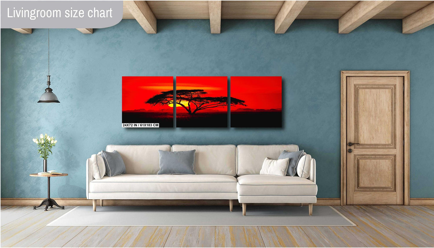 Amboseli Sunset Canvas | Kenya National Park Art - Wildlife Safari Wall Decor