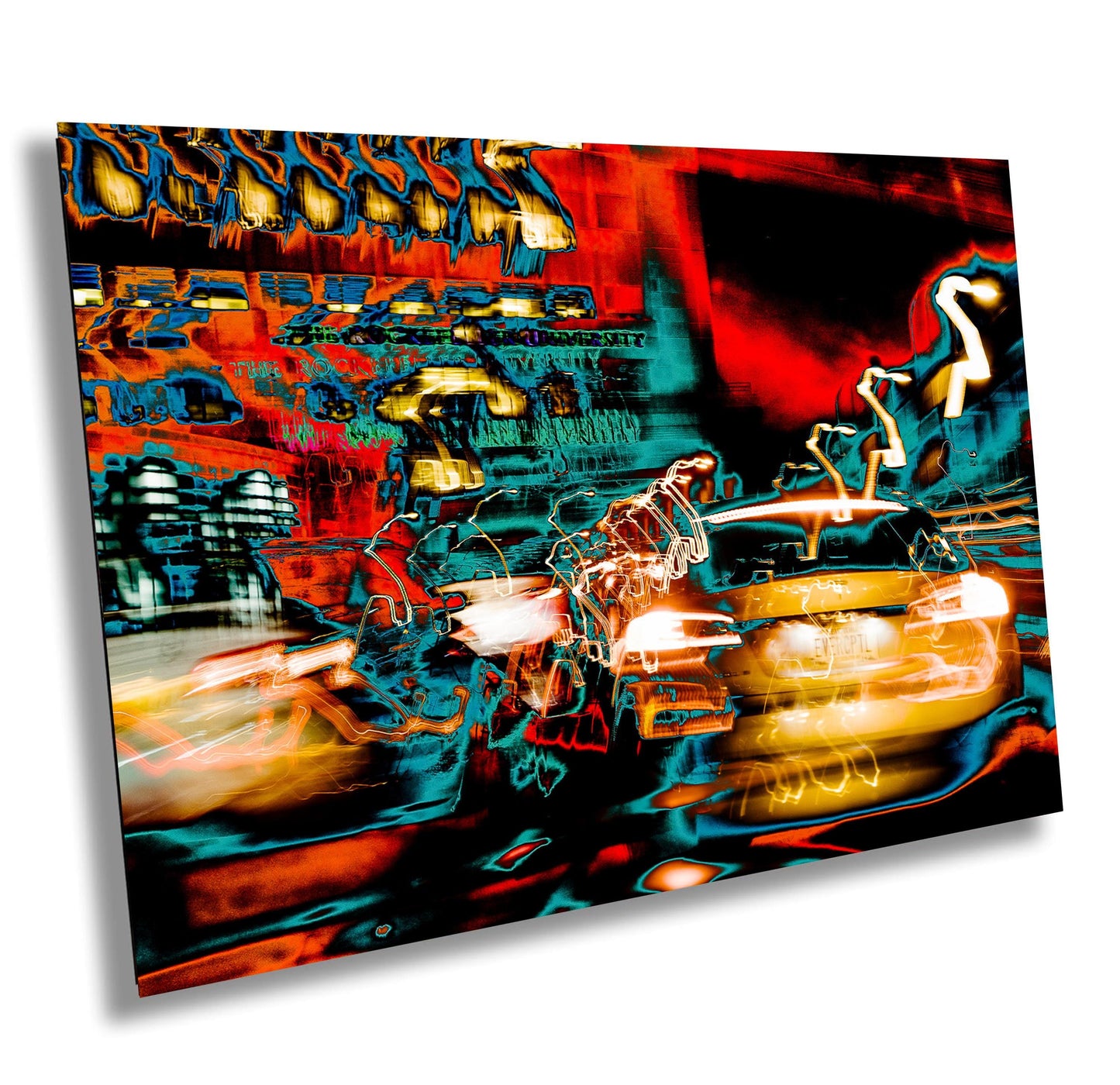 NYC Street Photography Print – Psychedelic Tesla Night Photo Art on 14th Street NYC