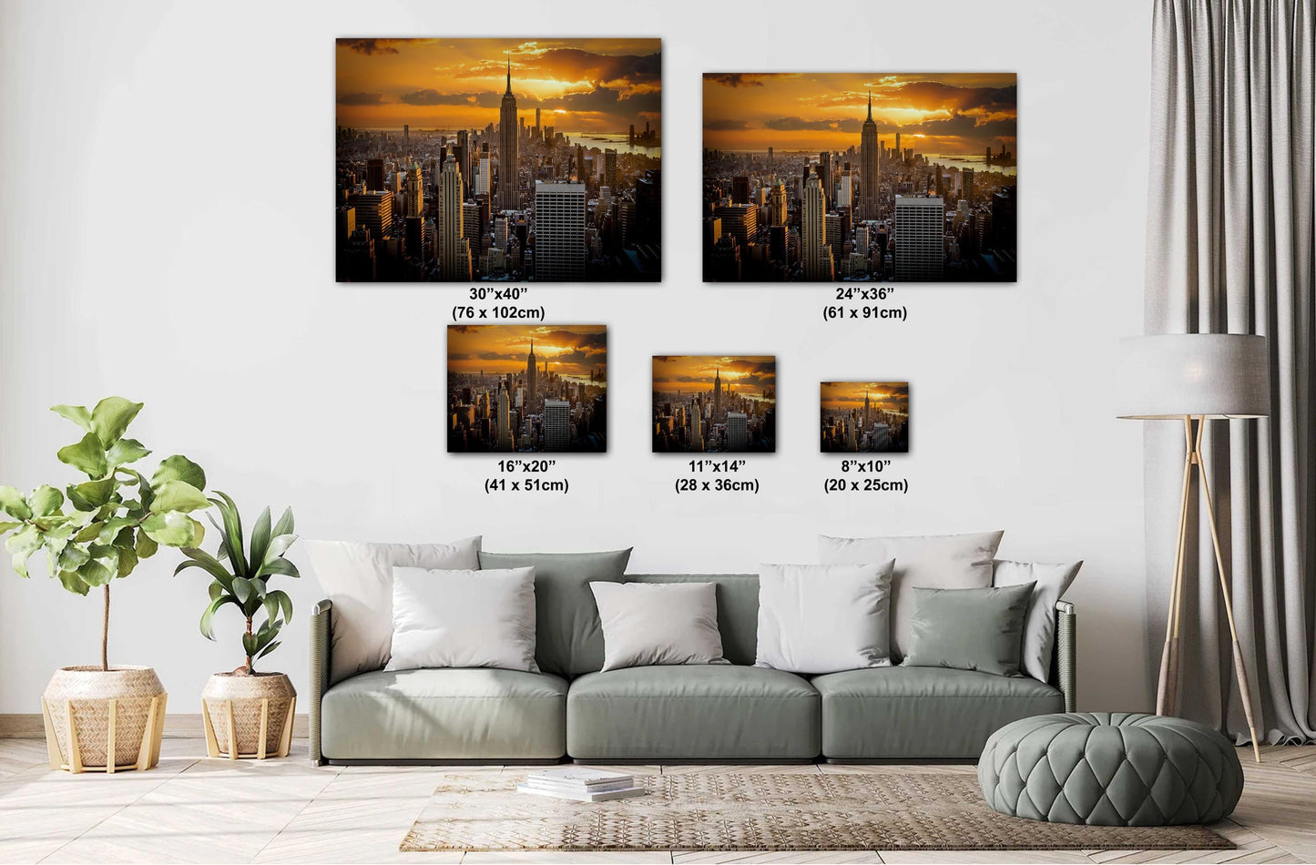 NYC Skyline Print - Top of the Rock Sunset Metal or Canvas Wall Art