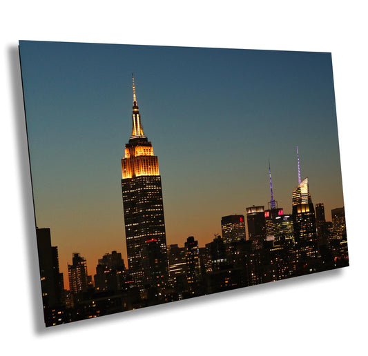 NYC Skyline Metal Print – Golden Hour Photography Urban Cityscape Art Poster