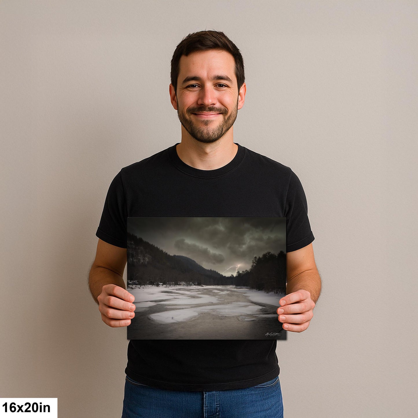 Hudson River, Thundersnow Storm Photograph - Riparius NY Lightning, Winter Print | Glossy, 8x10-16x20