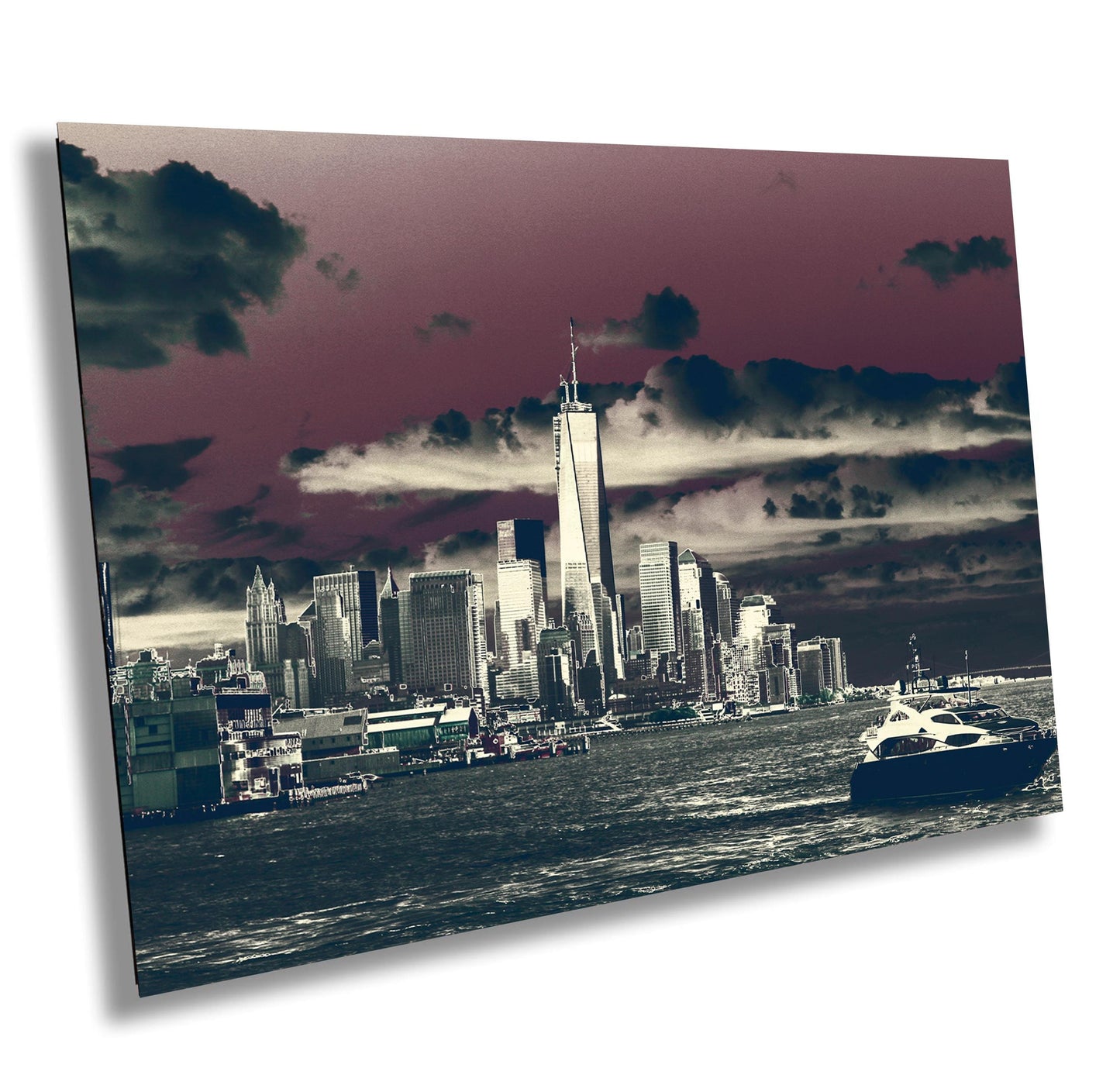 NYC Skyline Print - Lower Manhattan Sunset Cityscape | Battery Park Wall Art