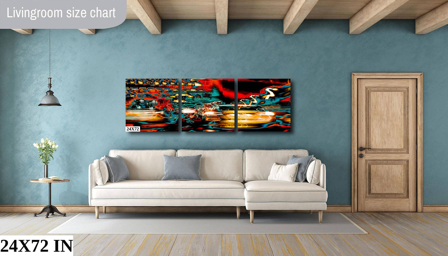 NYC Street Photography Print – Psychedelic Tesla Night Photo Art on 14th Street NYC