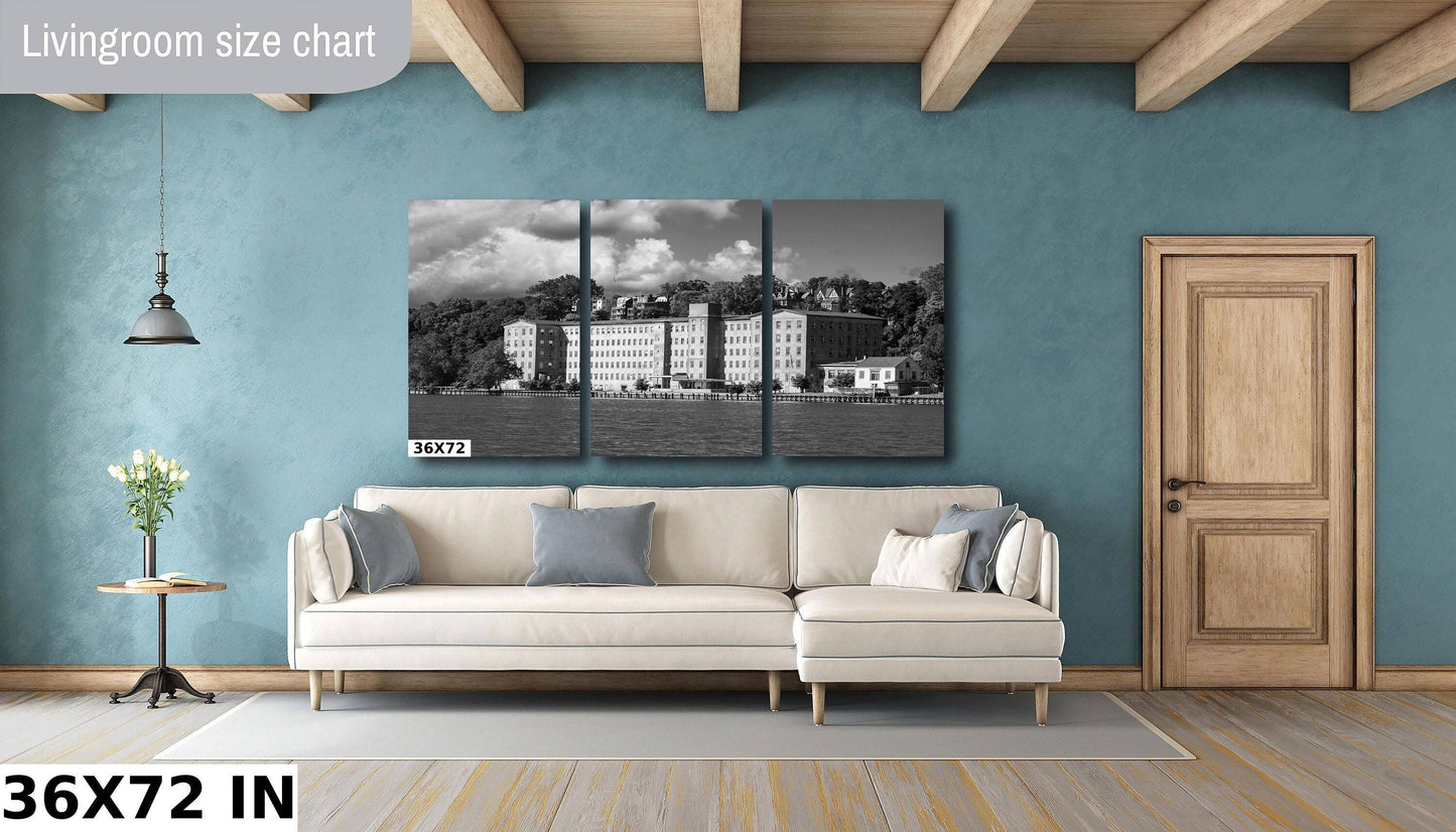Hudson Valley Canvas Print – Newburgh Historic Art | Black & White Photo Wall Decor
