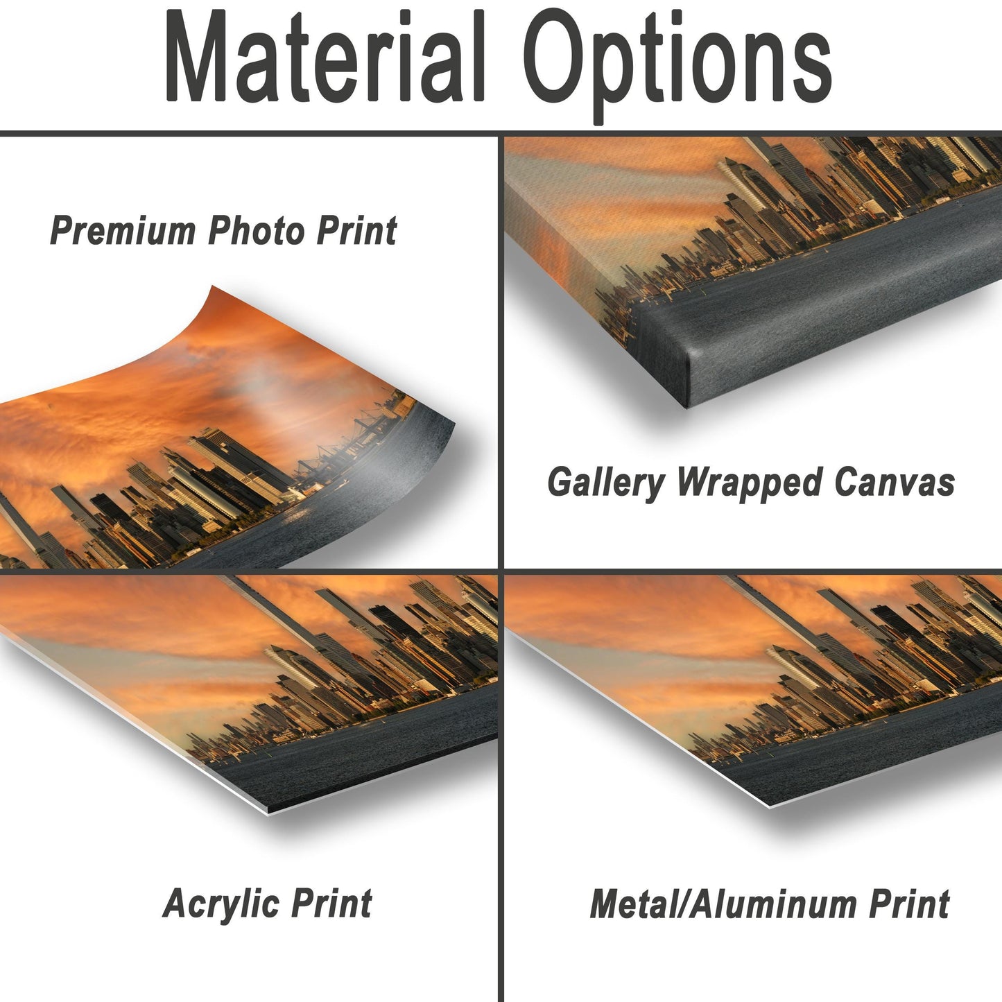 Manhattan Sunset Print – NYC Skyline Art on Aluminum Metal Print Panel