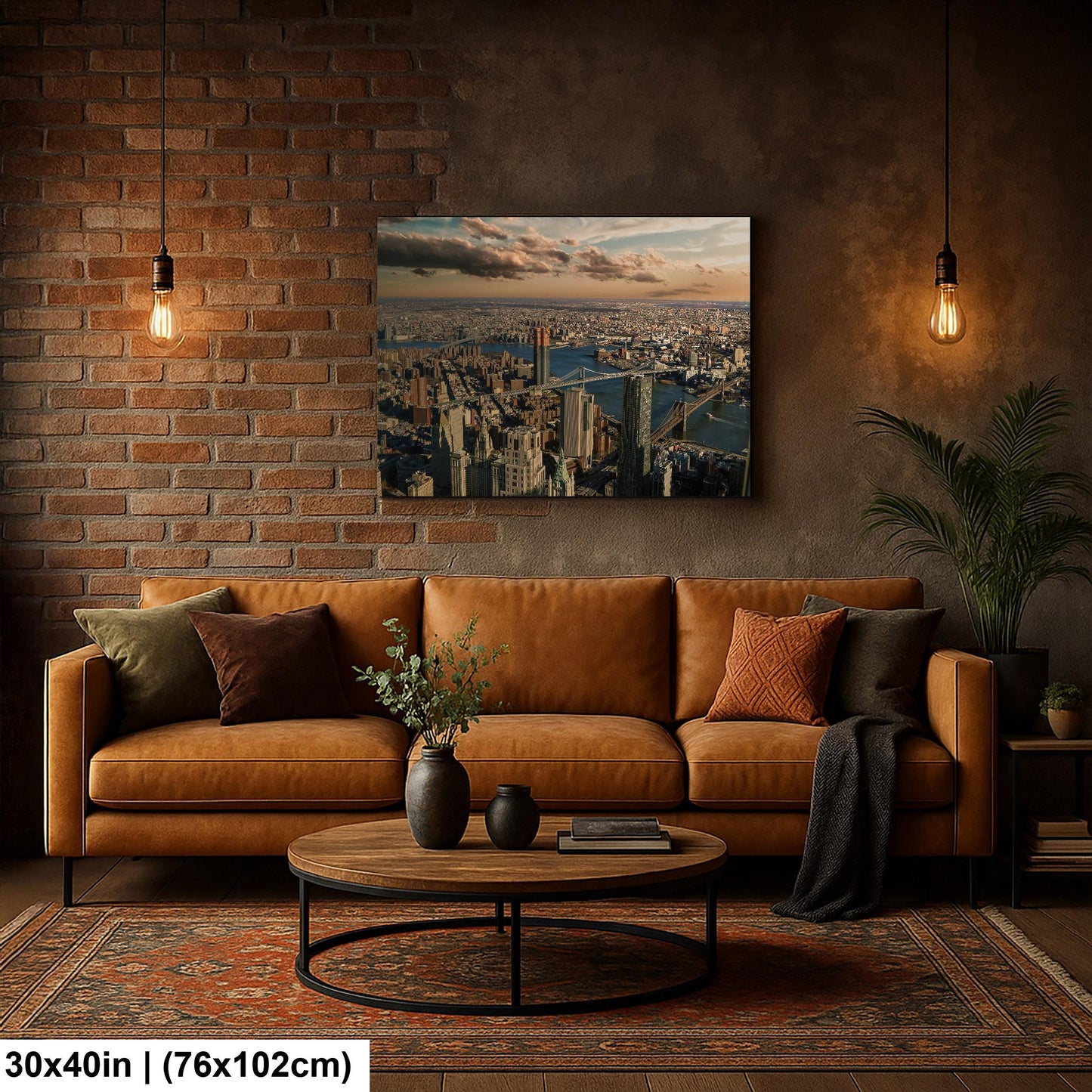 Manhattan Brooklyn Bridges Urban Cityscape Photo | NYC Skyline View Wall Decor