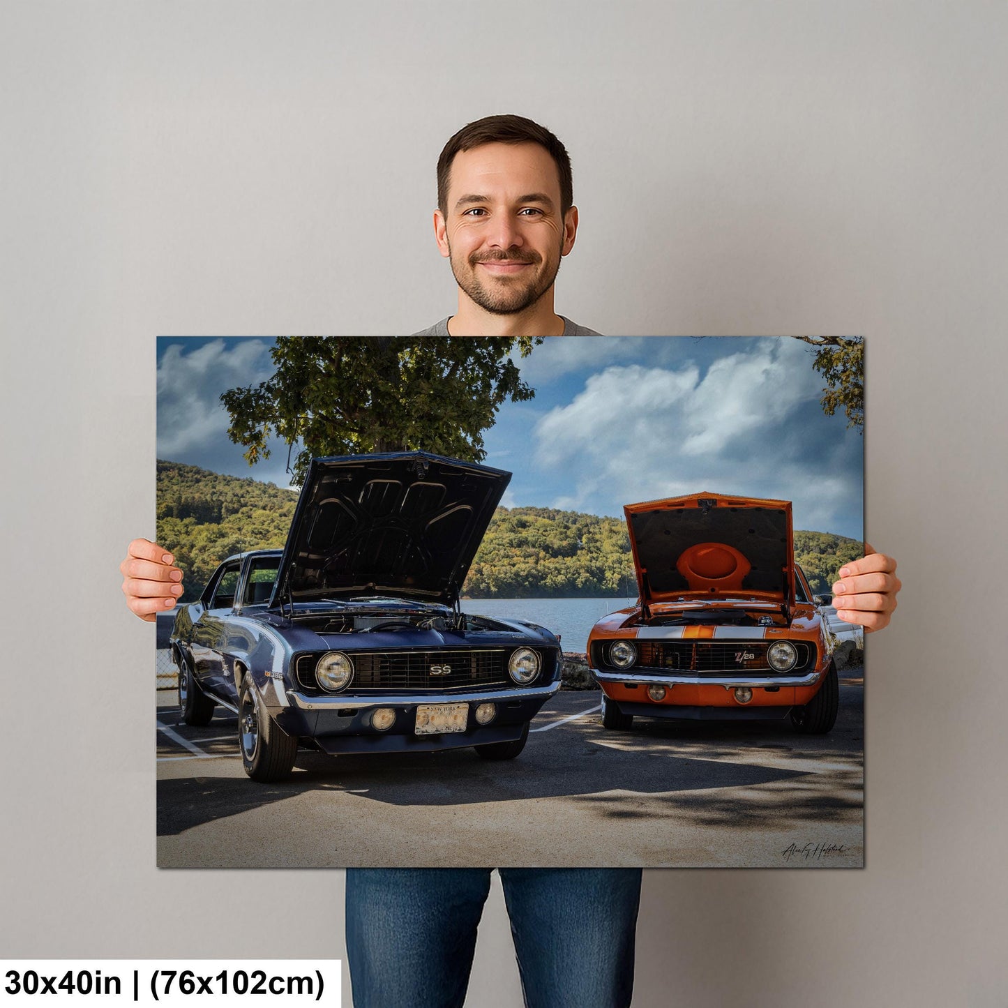 1969 Big Block SS Camaro - Classic Chevy Muscle by the River | Ready to Hang Canvas