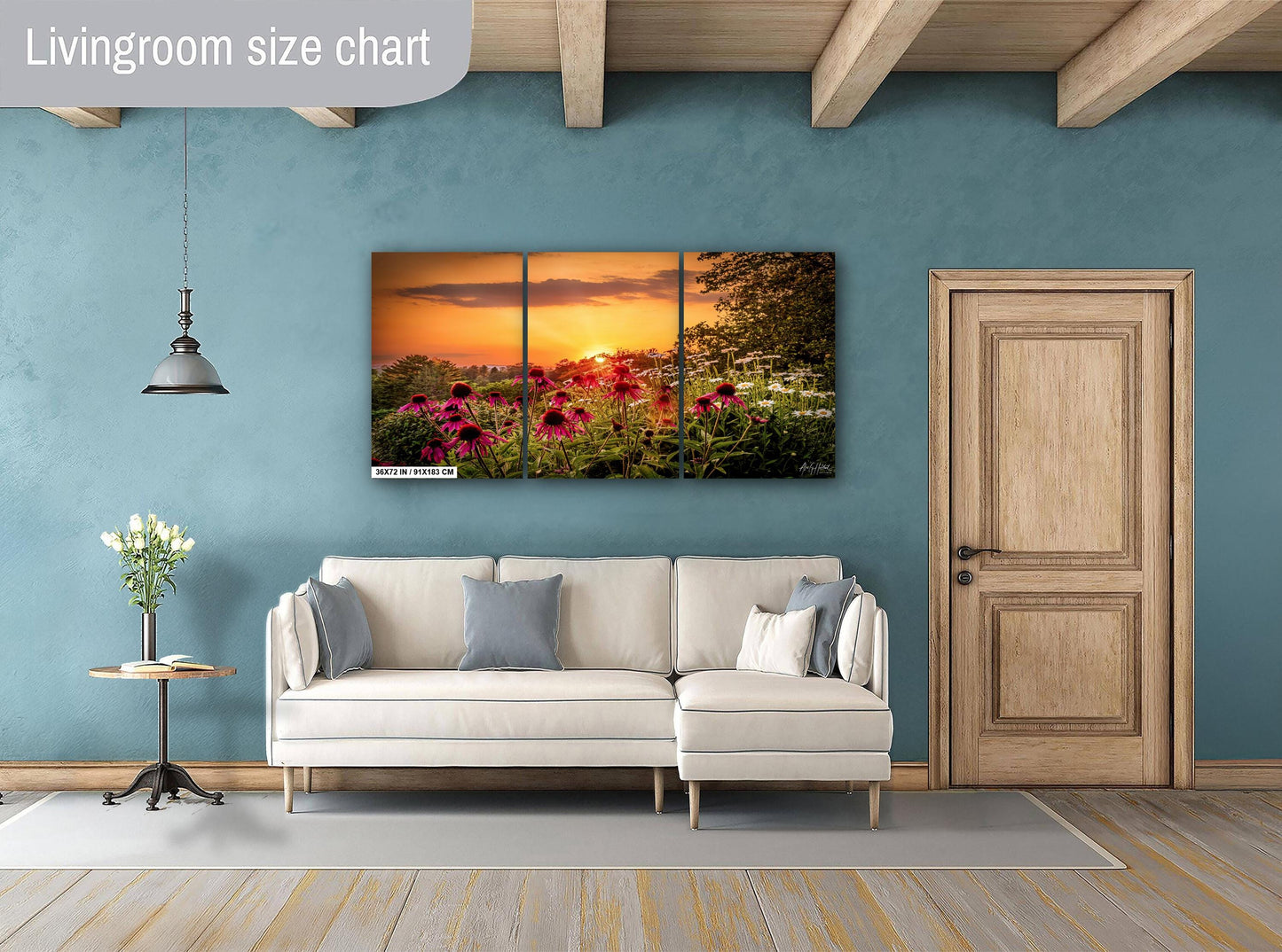 Sunset Flowers Canvas Print - Vibrant Wildflower Wall Art | Ready to Hang Nature Decor