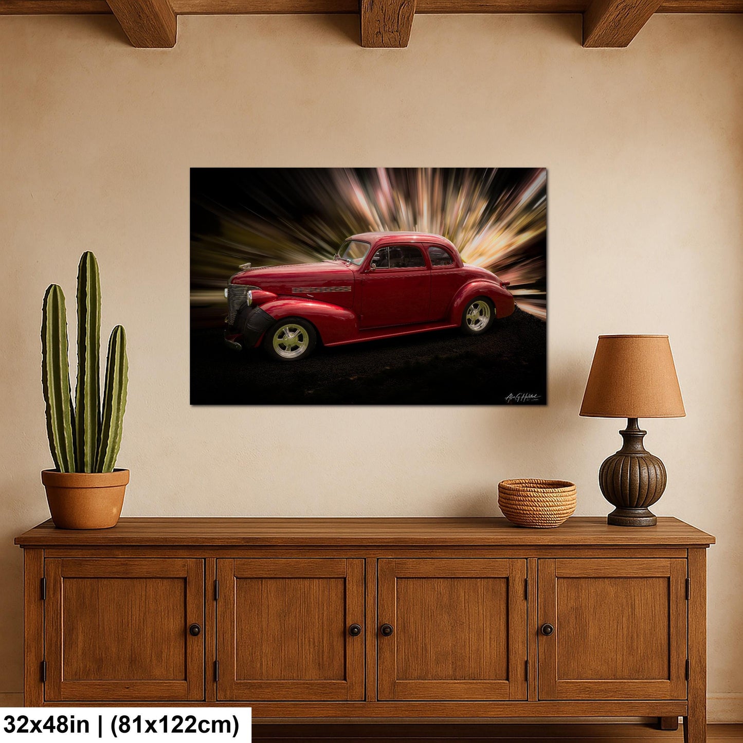 1939 Chevrolet, Art Deco Street Rod Print | Photo Paper, Canvas, Metal | 8x10-16x20, Deep Red Coupe