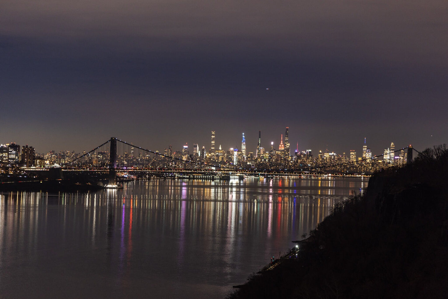 NYC skyline from the palisades metal print canvas print color photography bridge view poster