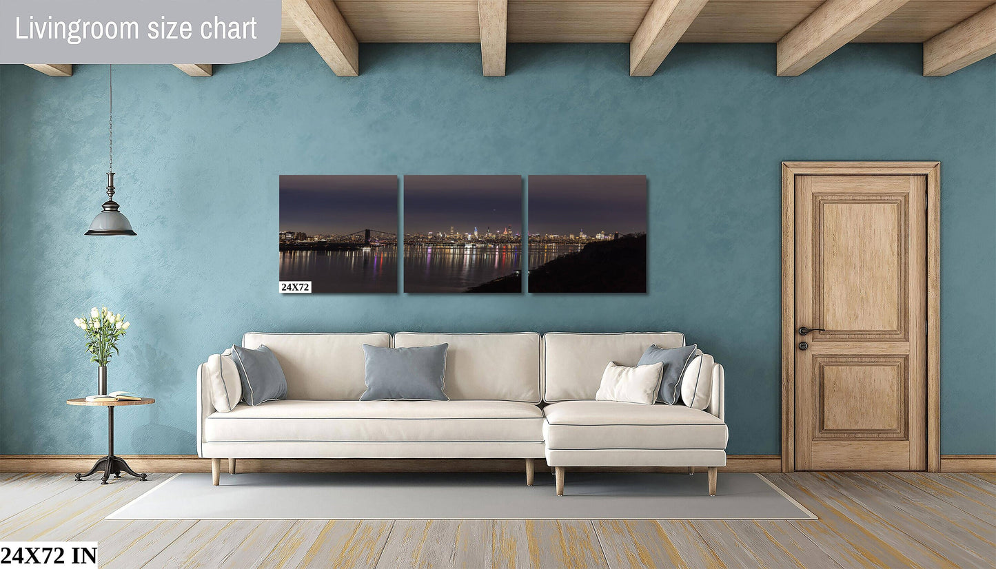 NYC skyline from the palisades metal print canvas print color photography bridge view poster