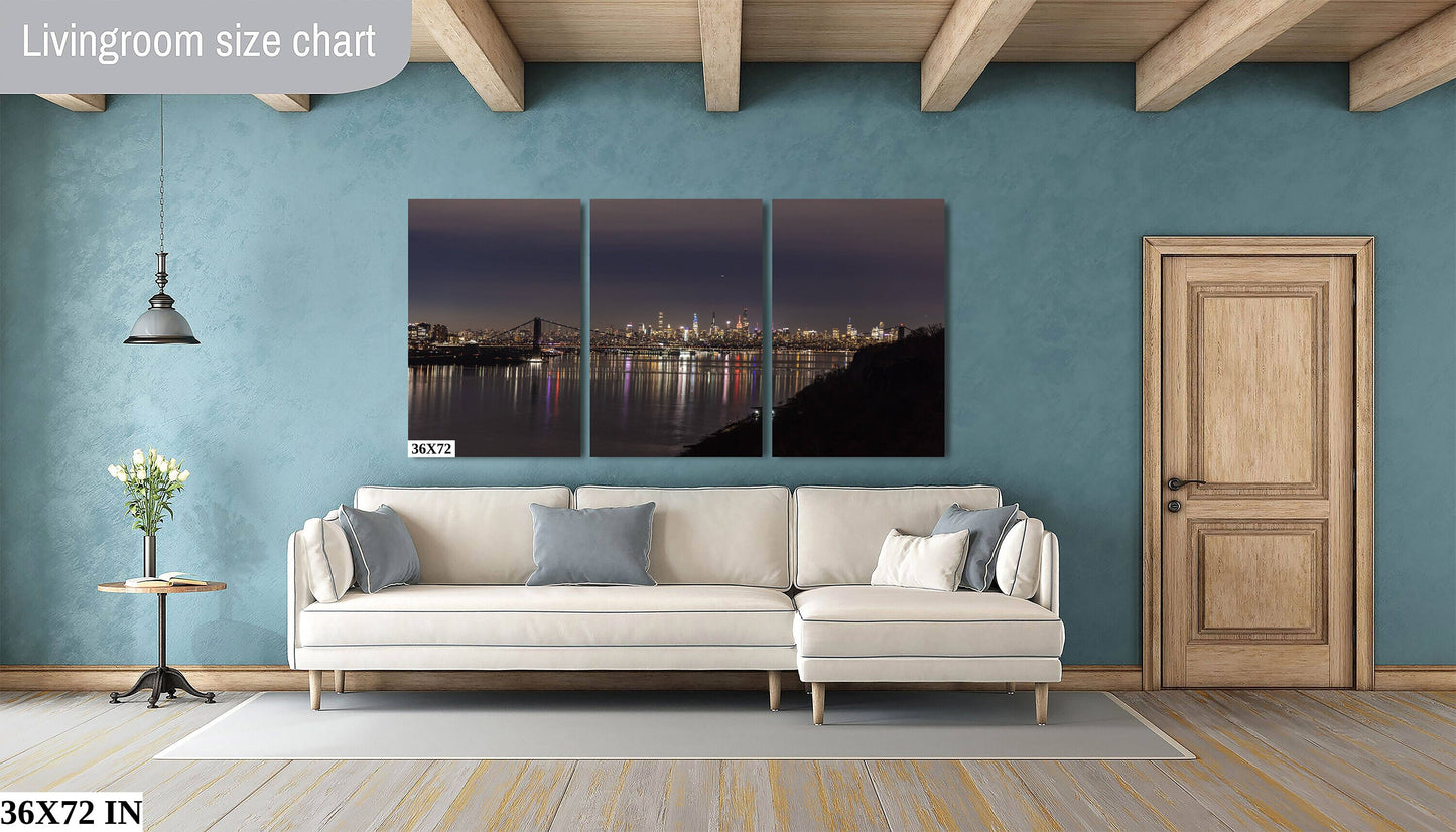 NYC skyline from the palisades metal print canvas print color photography bridge view poster