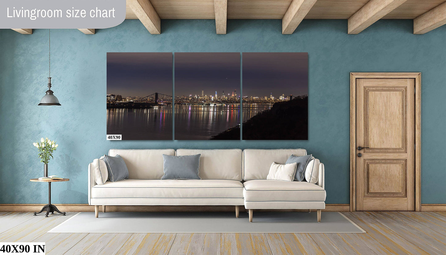 NYC skyline from the palisades metal print canvas print color photography bridge view poster