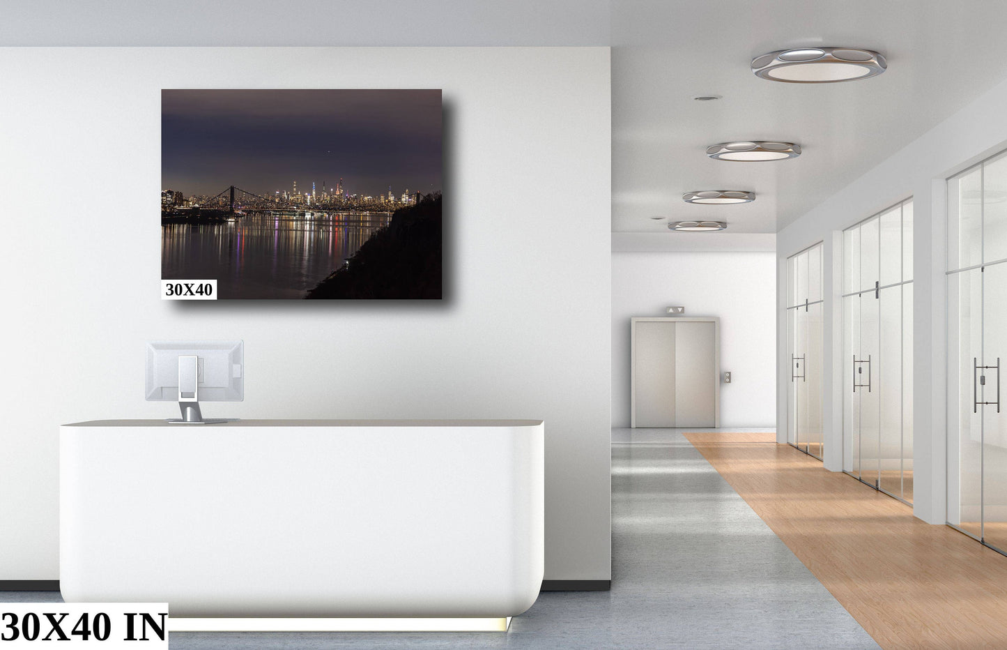 NYC skyline from the palisades metal print canvas print color photography bridge view poster