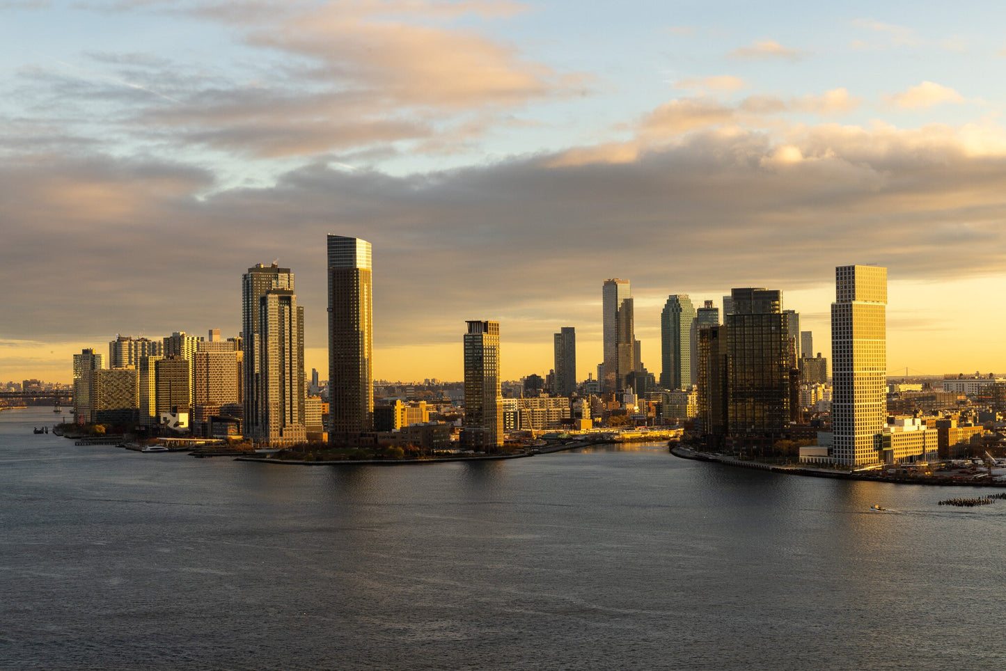 Sunrise over Long Island City NYC skyline from lower east side metal print canvas print color photography night  poster