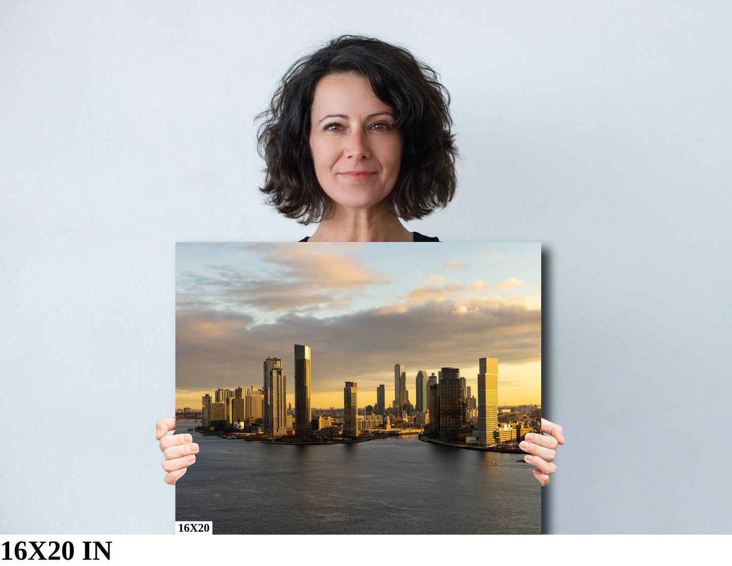 Sunrise over Long Island City NYC skyline from lower east side metal print canvas print color photography night  poster