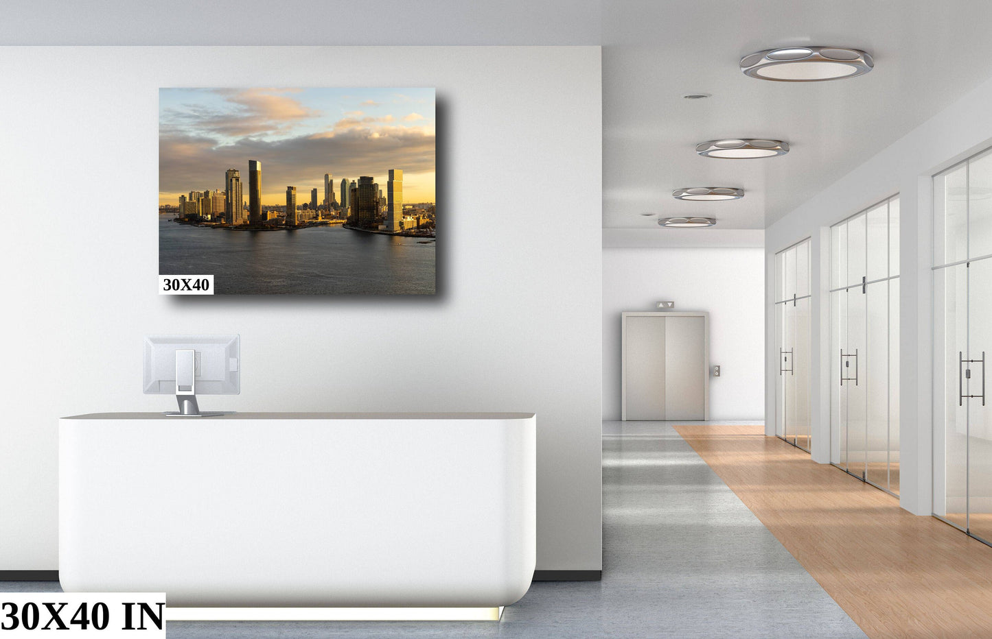 Sunrise over Long Island City NYC skyline from lower east side metal print canvas print color photography night  poster