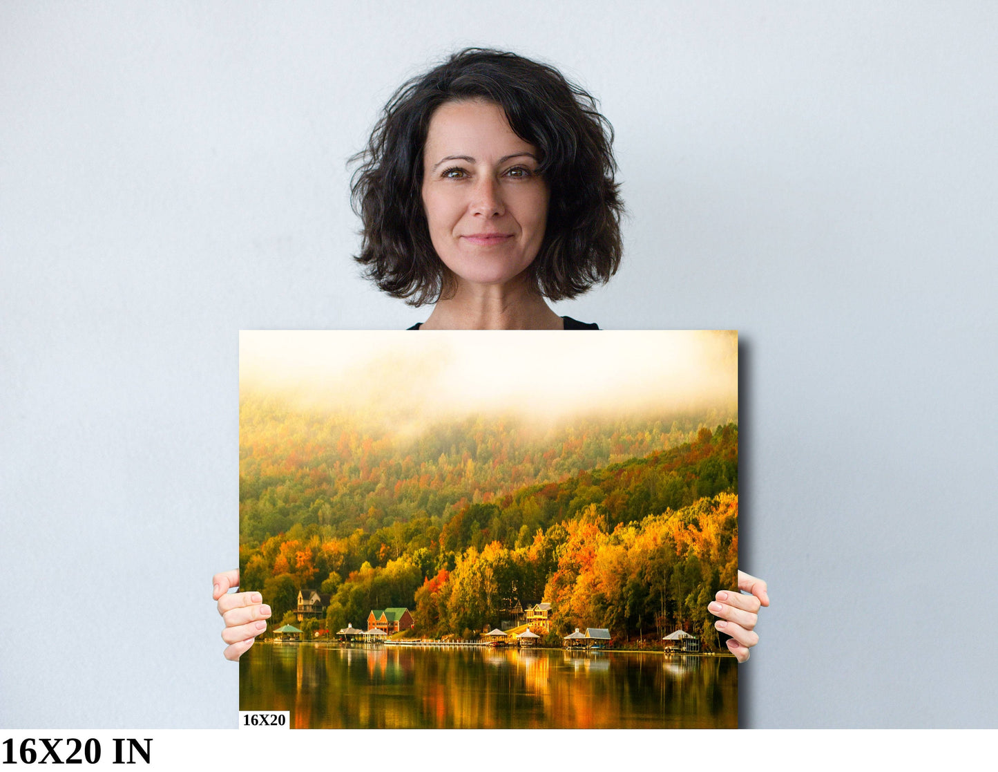 Fall morning on the Tennessee fall colors tenessee river mountain canvas print landscape riverfront photograh