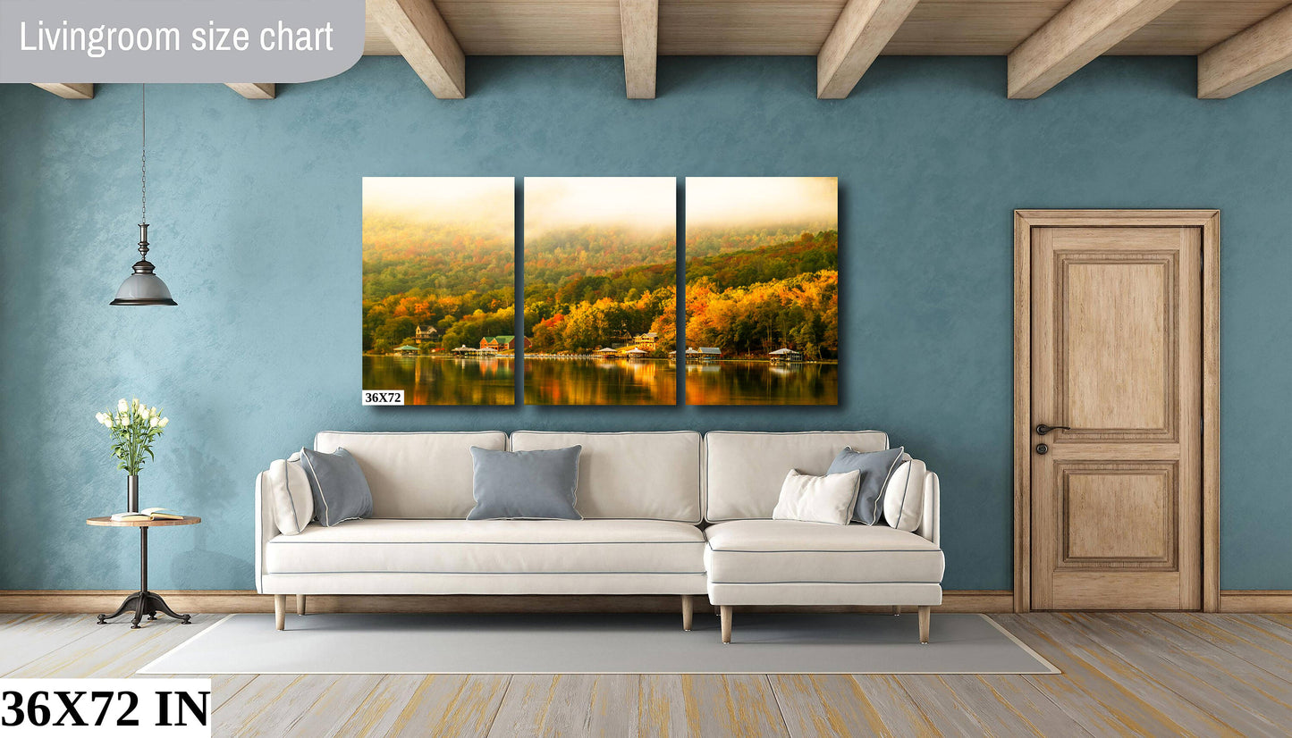 Fall morning on the Tennessee fall colors tenessee river mountain canvas print landscape riverfront photograh