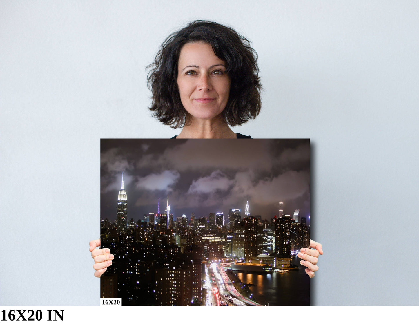 NYC skyline from lower east side metal print canvas print color photography night  poster