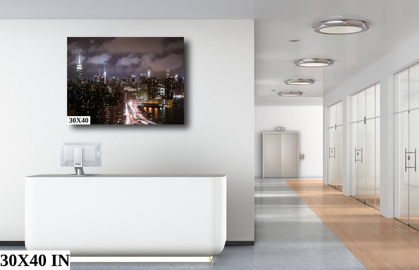 NYC skyline from lower east side metal print canvas print color photography night  poster