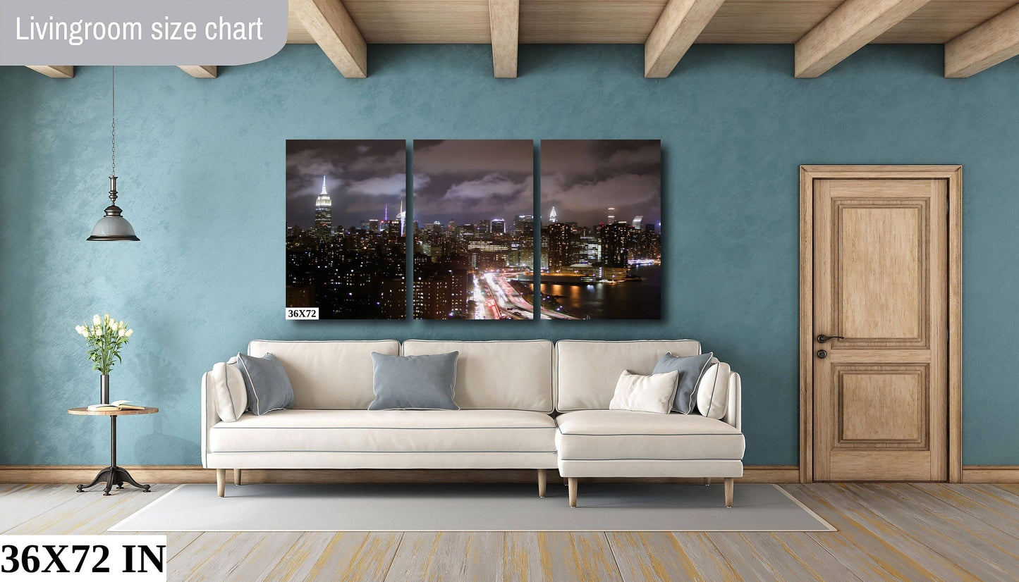 NYC skyline from lower east side metal print canvas print color photography night  poster