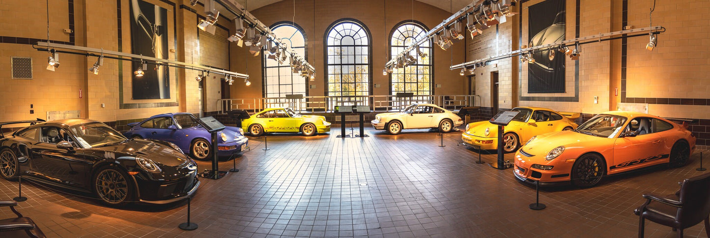 Cool Porsche collection display  photograph indoors saratoga new york