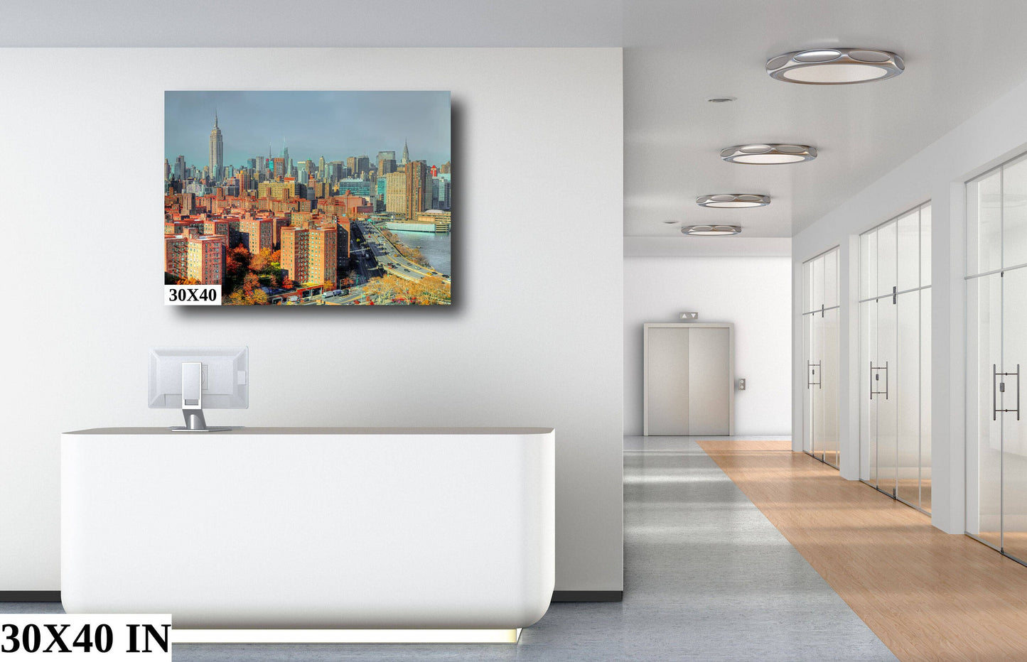 NYC skyline from lower east side metal print canvas print color photography night  poster