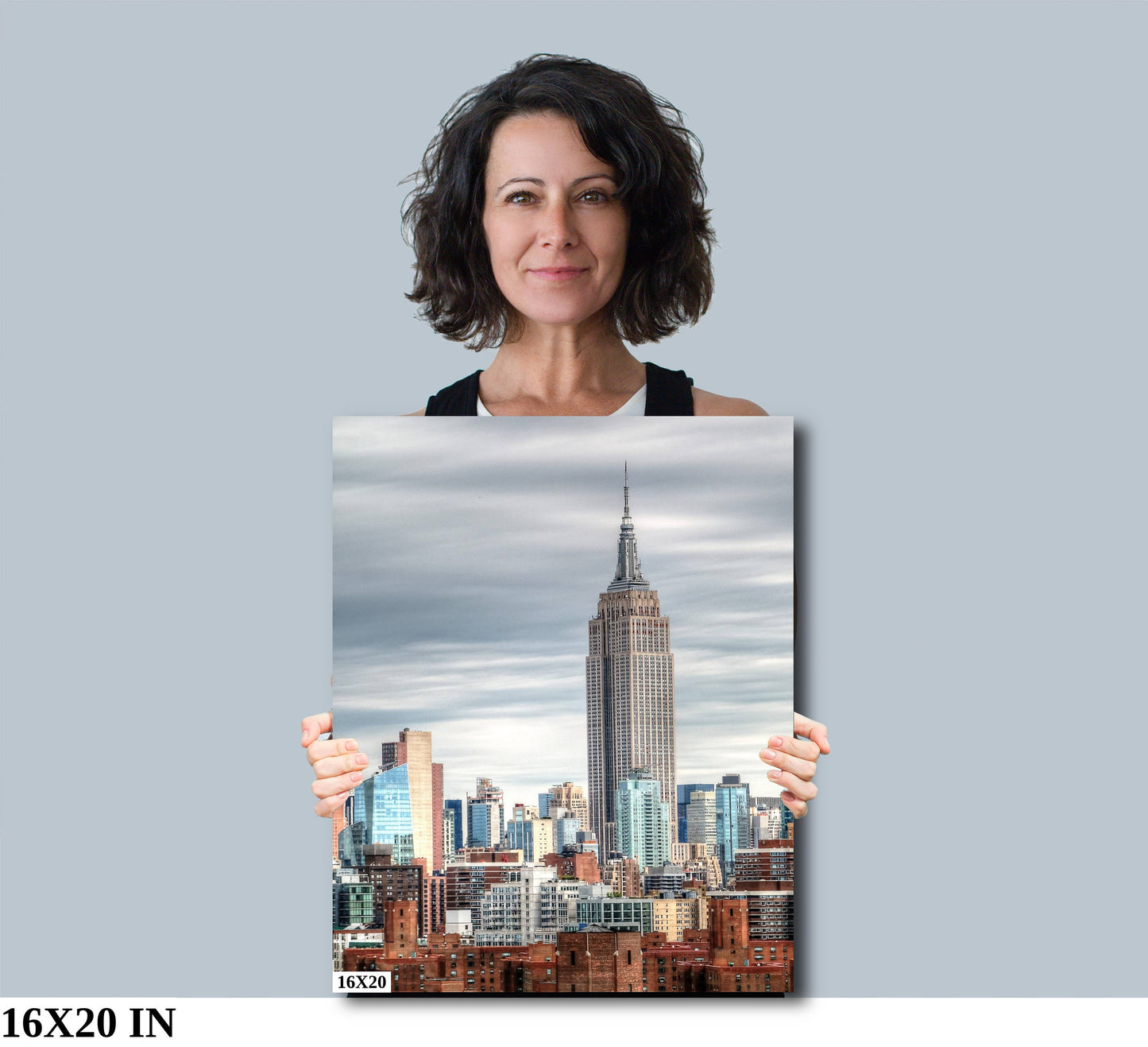 Midtown Manhattan skyline vertical enhanced color cloudy metal print canvas print acrylic print