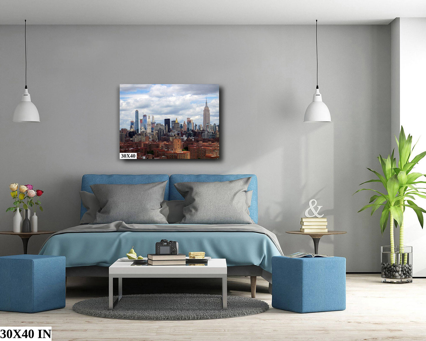 NYC skyline from lower east side metal print canvas print color photography night  poster