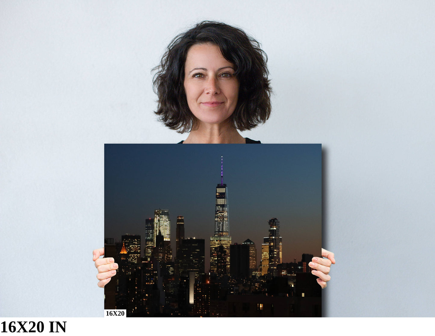 NYC skyline from lower east side metal print canvas print color photography night  poster