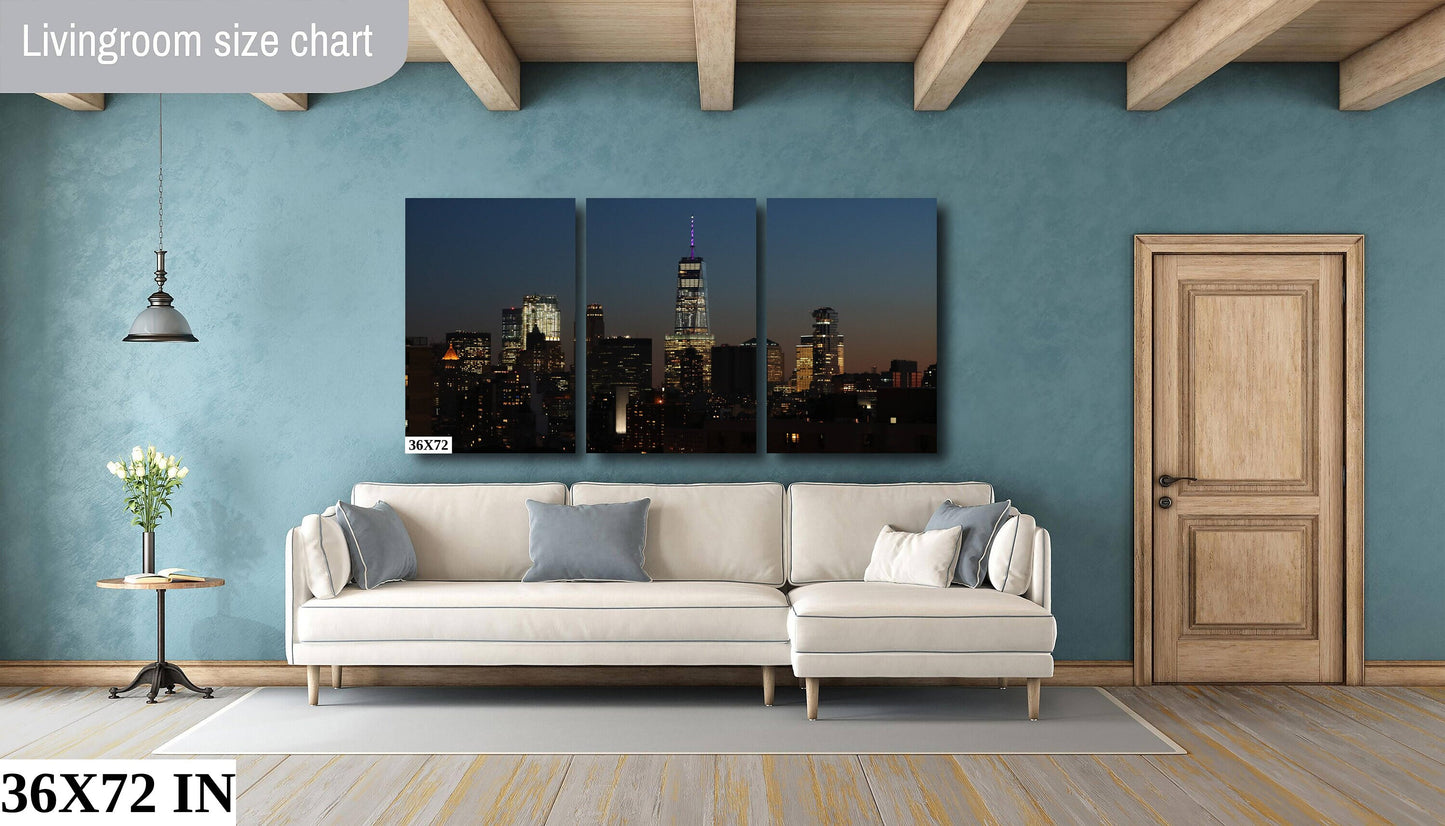 NYC skyline from lower east side metal print canvas print color photography night  poster