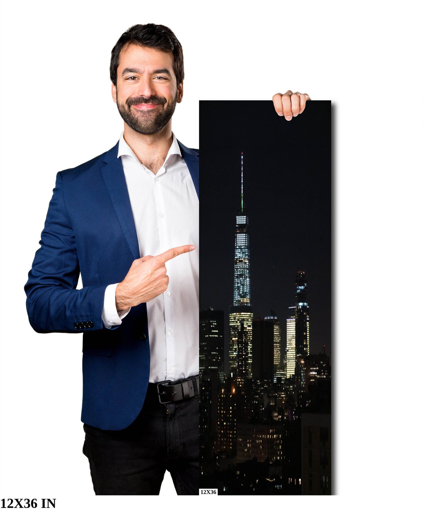 Downtown Manhattan skyline vertical enhanced color cloudy metal print canvas print acrylic print