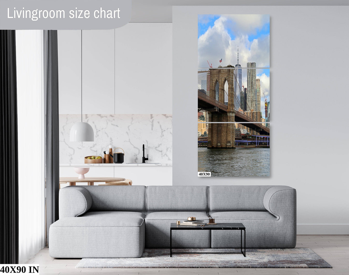 Downtown Manhattan skyline Brooklyn BridgeIconic shot vertical enhanced color cloudy metal print canvas print acrylic print