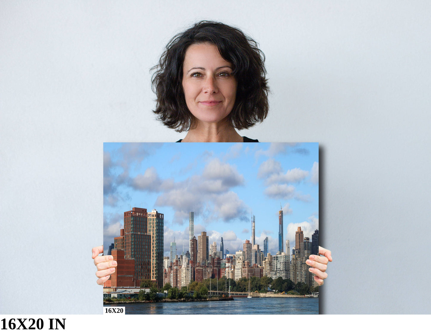 Manhattan skyline from Long Island Sound close to Hellgate canvas print metal print daylight Astoria