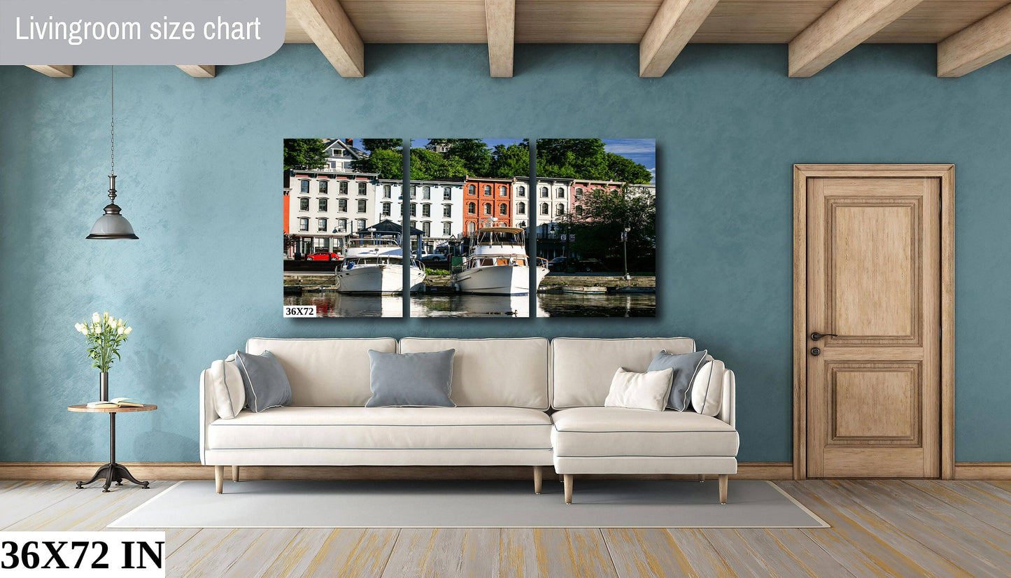 Kingston NY waterfront boats water resturaunt sunlight canvas print metal print