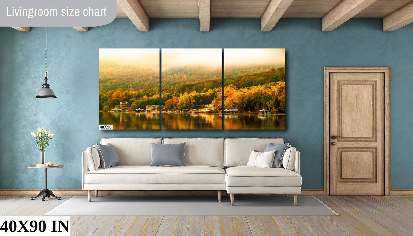 Fall morning on the Tennessee fall colors tenessee river mountain canvas print landscape riverfront photograh