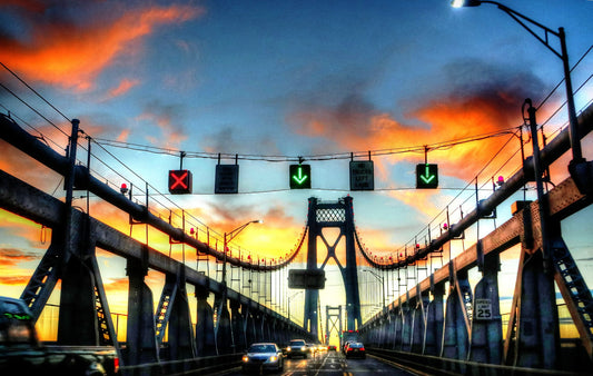 Poughkeepsie Bridge at dawn sunrise bright color poster canvas print metal print hudson valley photography