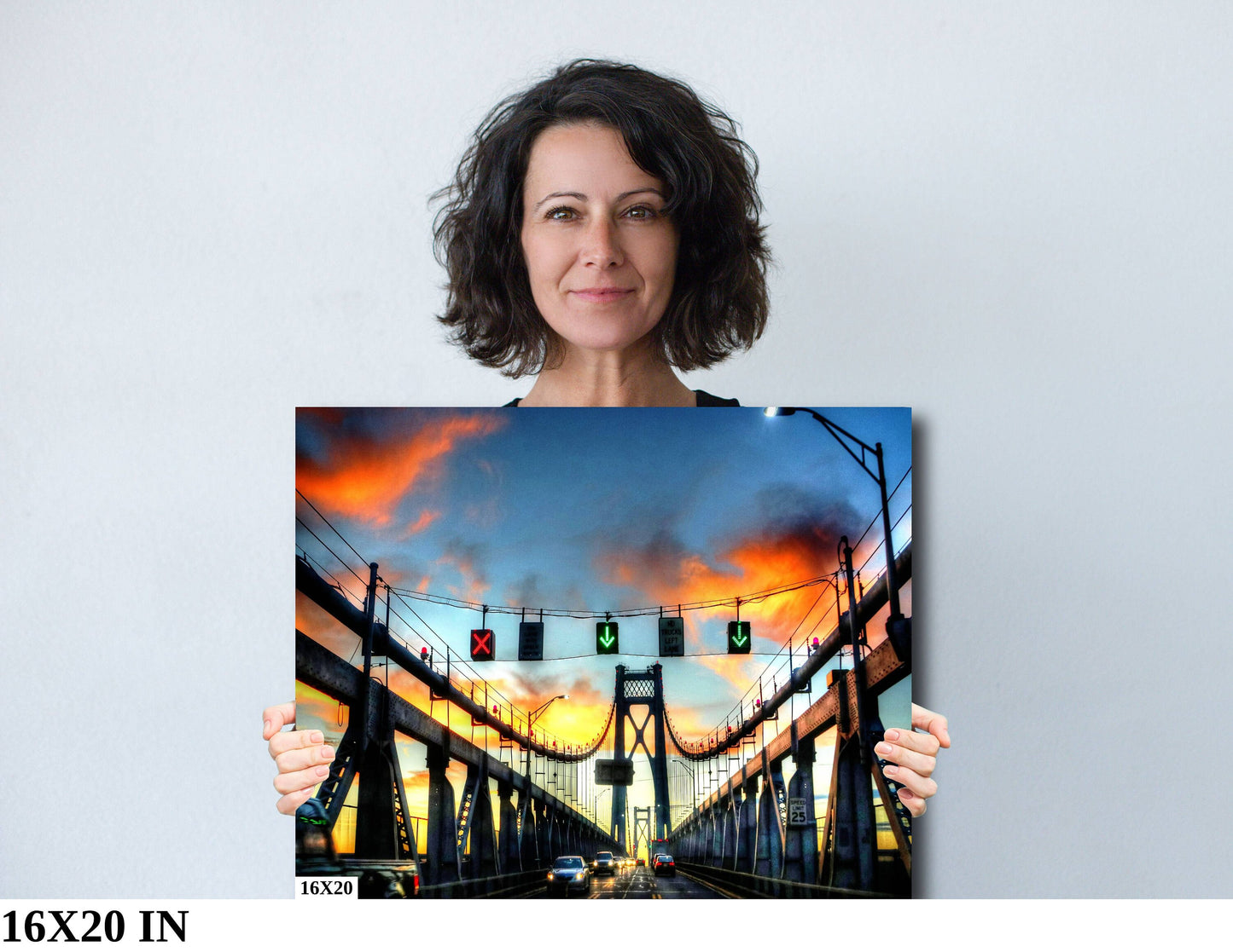 Poughkeepsie Bridge at dawn sunrise bright color poster canvas print metal print hudson valley photography