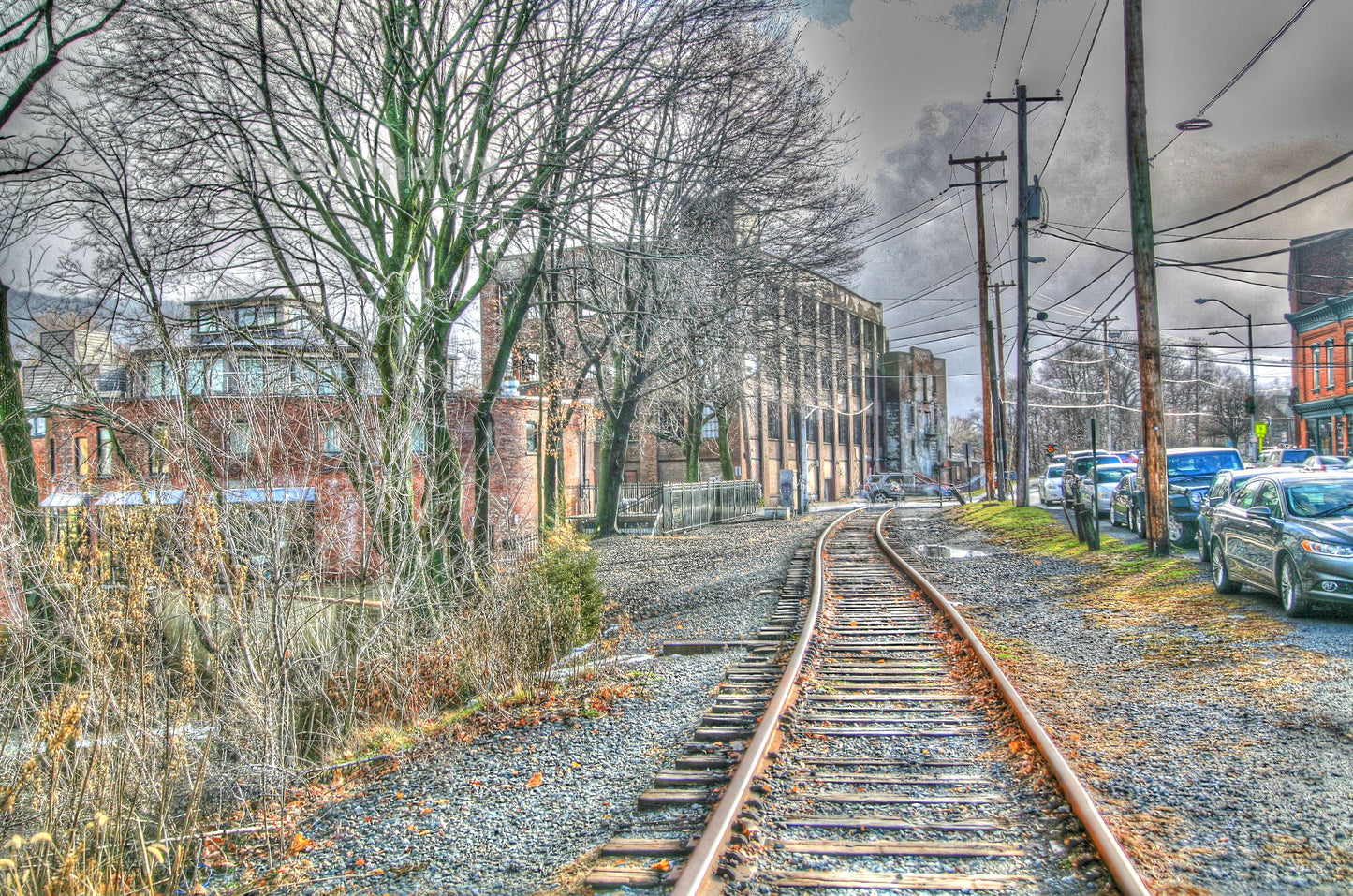 Beacon NY train tracks hdr living room bar cityy rebirth canvas print metal print