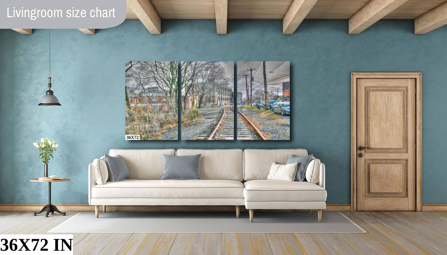 Beacon NY train tracks hdr living room bar cityy rebirth canvas print metal print