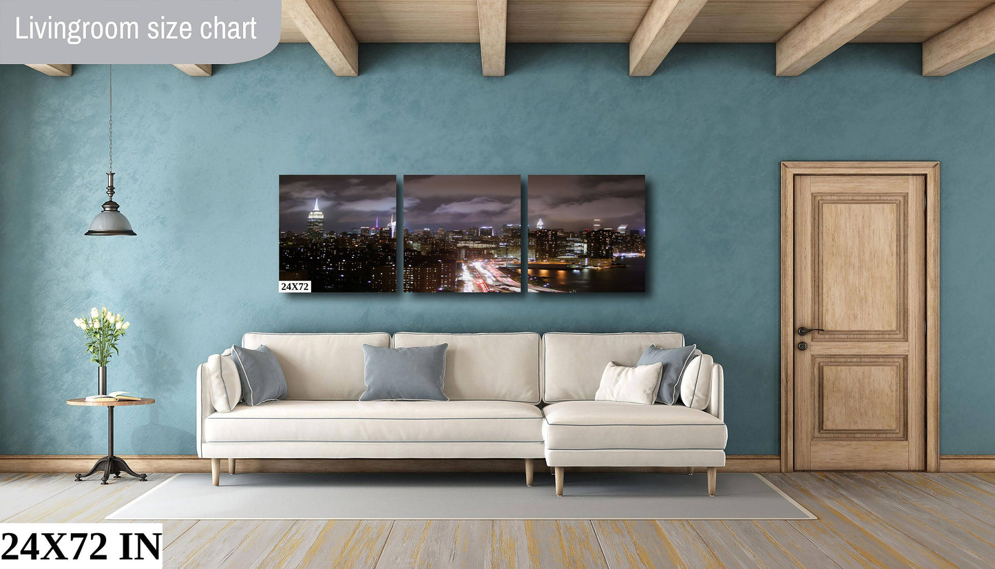 NYC skyline from lower east side metal print canvas print color photography night  poster